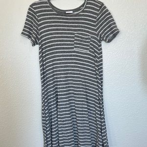Lularoe Carly Gray and white stripes